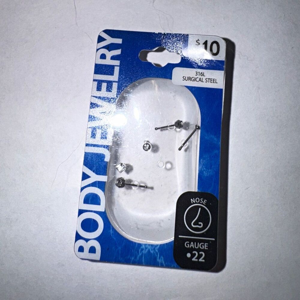 Body Jewelry 316L Surgical Steel 22g Nose Stud Clear Round Crystal Ball